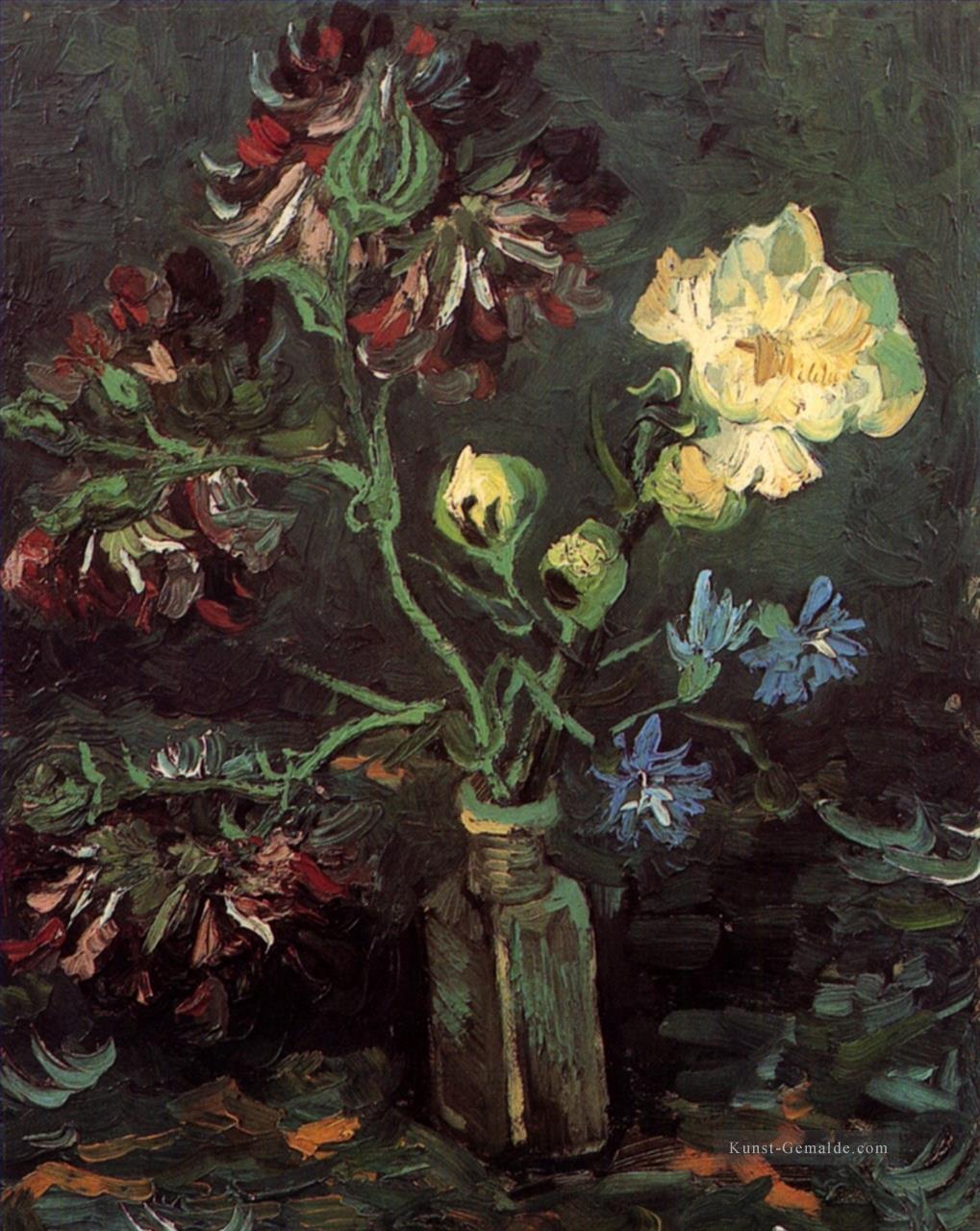Vase mit Myosotis und Pfingstrosen Vincent van Gogh impressionistische Blumen  Ölgemälde